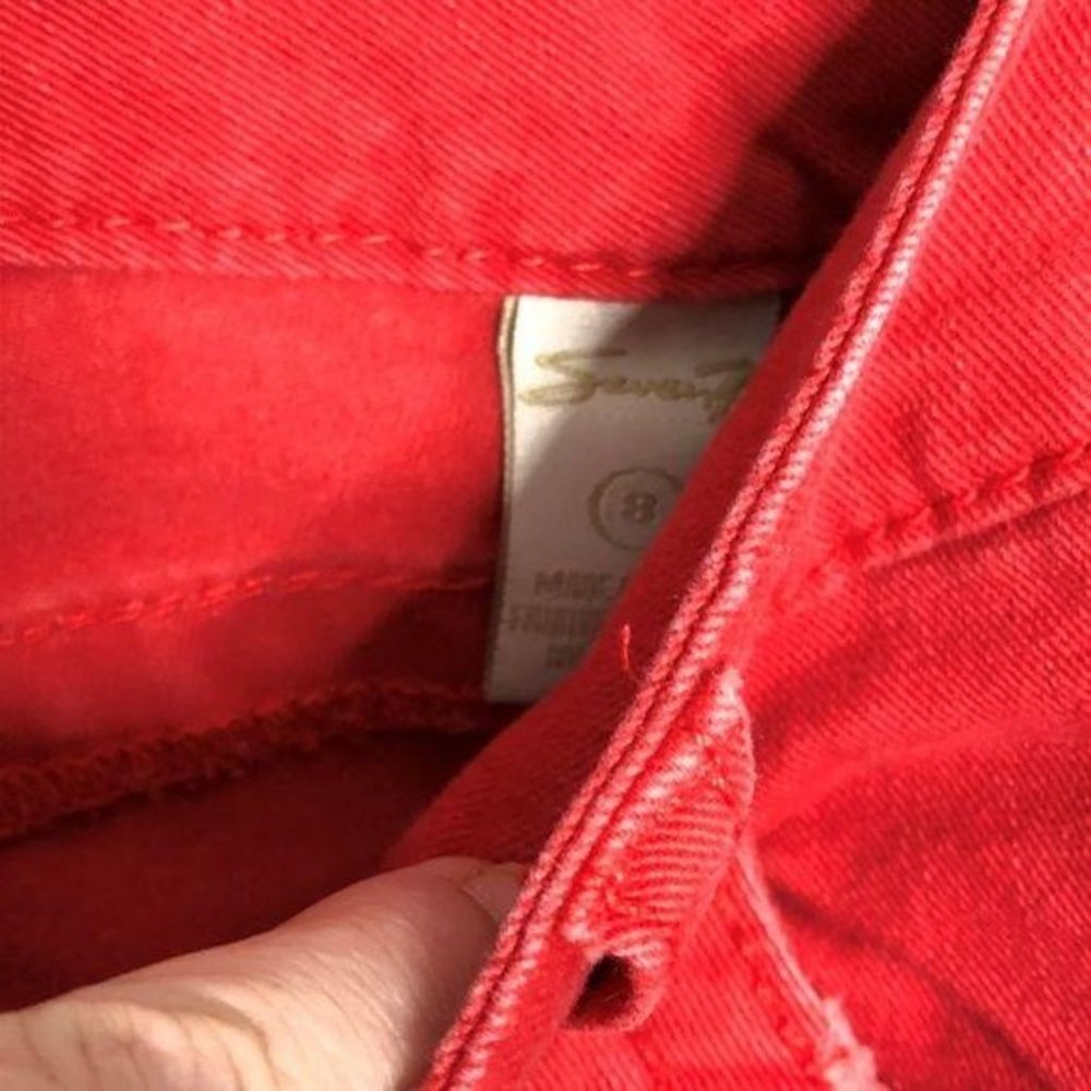 Seven Pink Red Denim Capris Sz 8 - Picture 2 of 3